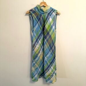 Ann Mashburn Green Blue Plaid Mini Emilia Dress small